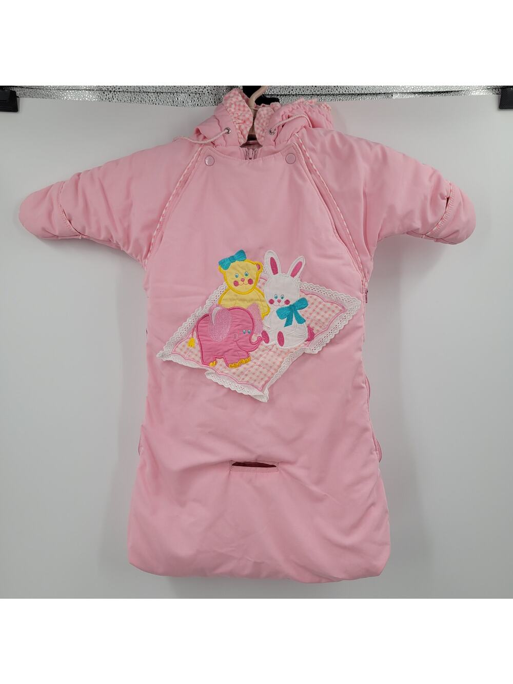 Climate Control car snow suit pink sz 0-6M yellow bear white bunny pink elephant